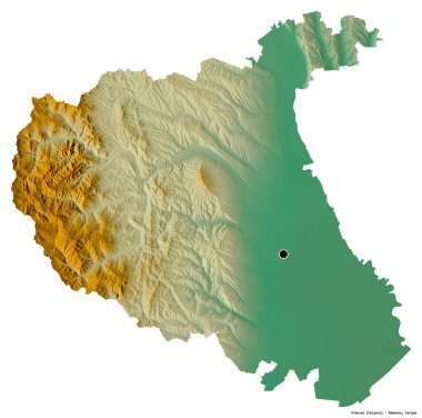 Romanya 'nın başkenti Vrancea' nın beyaz arka planda izole edilmiş hali. Topografik yardım haritası. 3B görüntüleme