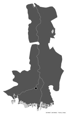 Rusya 'nın başkenti Astrakhan' ın beyaz arka planda izole edilmiş hali. Çift seviyeli yükseklik haritası. 3B görüntüleme