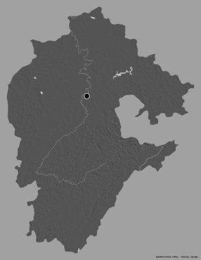 Rusya Cumhuriyeti 'nin başkenti Bashkortostan' ın katı renk arkaplanı ile izole edilmiş hali. Çift seviyeli yükseklik haritası. 3B görüntüleme