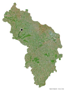 Beyaz arka planda başkenti izole edilmiş Belgorod, Rusya bölgesi. Uydu görüntüleri. 3B görüntüleme