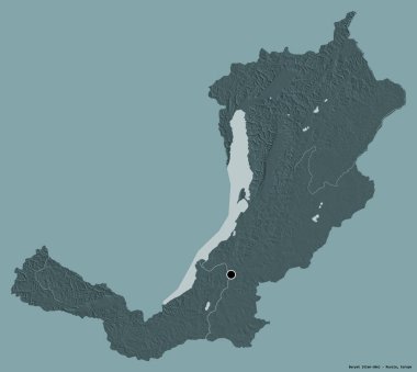 Rusya Cumhuriyeti 'nin başkenti Buryat' ın katı renk arkaplanı ile izole edilmiş şeklidir. Renkli yükseklik haritası. 3B görüntüleme
