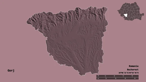 Forma Gorj Contea Romania Con Sua Capitale Isolata Uno Sfondo — Foto Stock