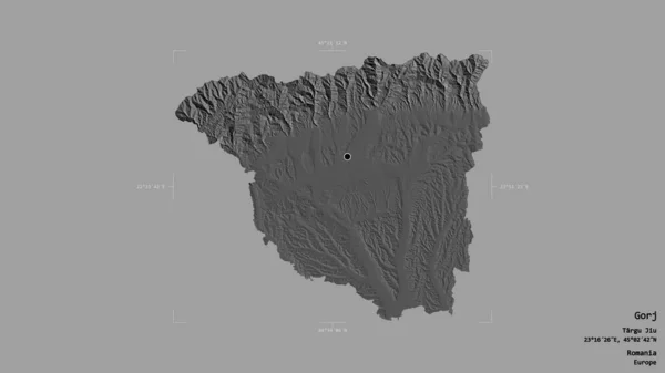 Oblast Gorj Okres Rumunsko Izolované Pevném Pozadí Georeferencované Hraniční Oblasti — Stock fotografie