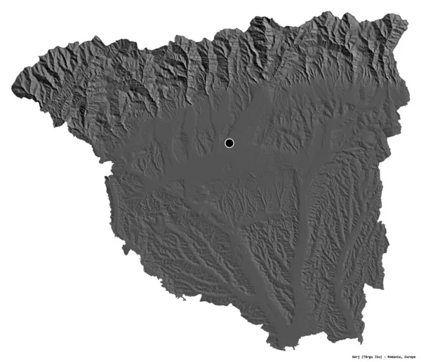 Σχήμα Γκόρι Επαρχία Της Ρουμανίας Πρωτεύουσα Απομονωμένη Λευκό Φόντο Υψόμετρο — Φωτογραφία Αρχείου