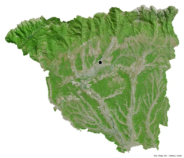Romanya 'nın Gorj ilçesinin başkenti beyaz arka planda izole edilmiştir. Uydu görüntüleri. 3B görüntüleme