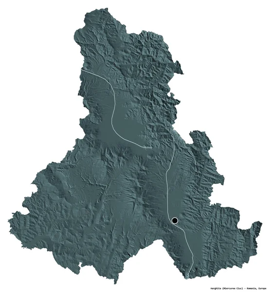 루마니아 하르기타 수도는 바탕에 고립되어 지형도 렌더링 — 스톡 사진