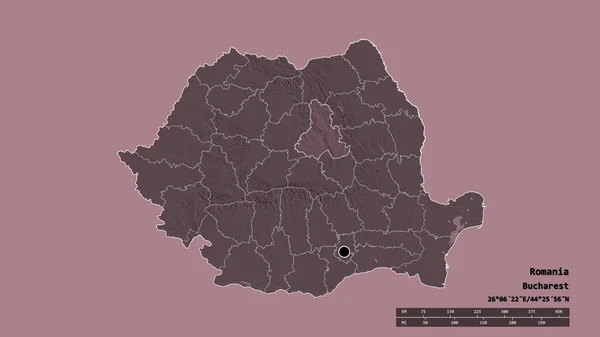 Forma Desnaturalizada Rumania Con Capital División Regional Principal Zona Separada —  Fotos de Stock