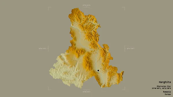 Oblast Harghita Okres Rumunsko Izolované Pevném Pozadí Georeferencované Hraniční Oblasti — Stock fotografie