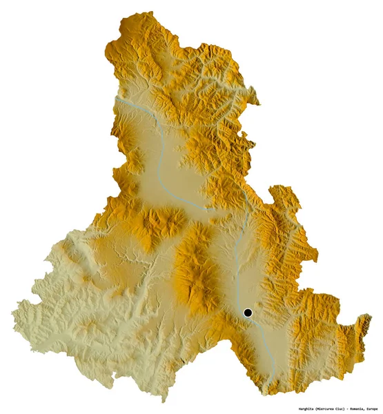 Форма Харгиты Графства Румыния Столицей Изолированной Белом Фоне Топографическая Карта — стоковое фото