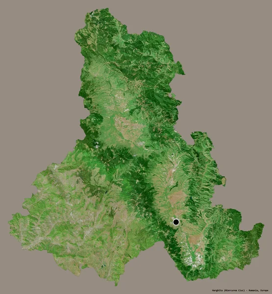罗马尼亚哈基塔县的形状 其首府以纯色背景隔离 卫星图像 3D渲染 — 图库照片