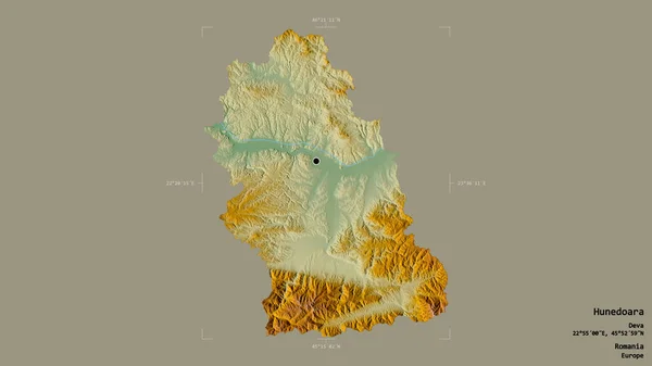 Oblast Hunedoara Okres Rumunsko Izolované Pevném Pozadí Georeferencované Hraniční Oblasti — Stock fotografie