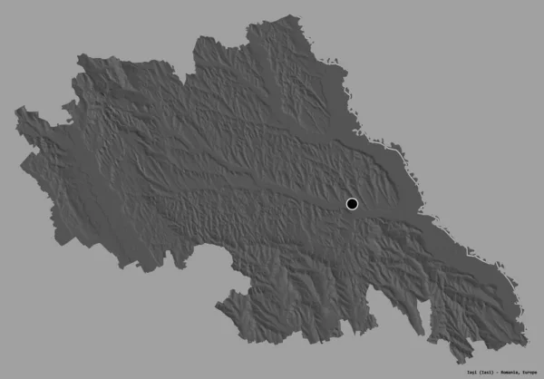 Forma Iasi Condado Rumania Con Capital Aislada Sobre Fondo Color —  Fotos de Stock