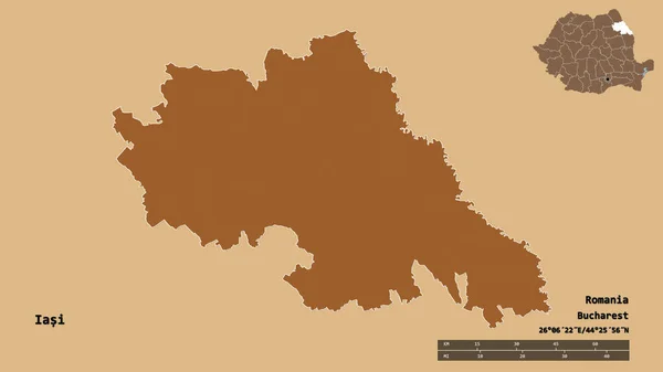 Forma Iasi Provincia Rumania Con Capital Aislada Sobre Fondo Sólido — Foto de Stock