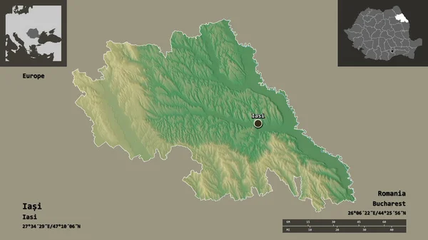 Forma Iasi Condado Rumania Capital Escala Distancia Vistas Previas Etiquetas — Foto de Stock