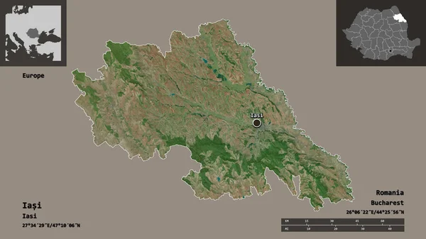Forma Iasi Condado Romênia Sua Capital Escala Distância Previews Rótulos — Fotografia de Stock