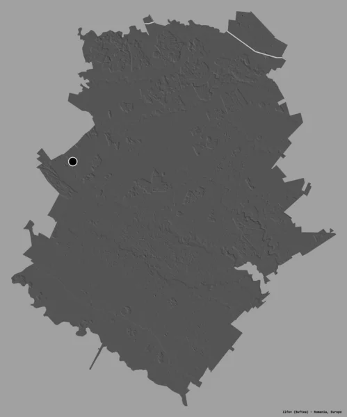 罗马尼亚县伊尔福夫的形状 其首都以纯色背景隔离 Bilevel高程图 3D渲染 — 图库照片