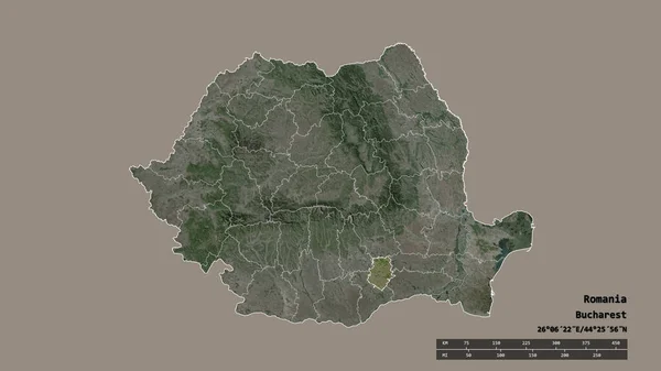 以首都 主要区域分部和分离的伊尔福夫地区为首都的罗马尼亚的绝望面貌 卫星图像 3D渲染 — 图库照片