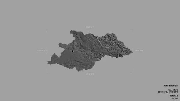 Obszar Maramures Okręg Rumunii Odizolowany Solidnym Tle Georeferencyjnej Skrzynce Granicznej — Zdjęcie stockowe