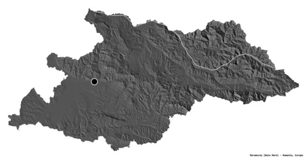 Forma Maramures Provincia Rumania Con Capital Aislada Sobre Fondo Blanco — Foto de Stock