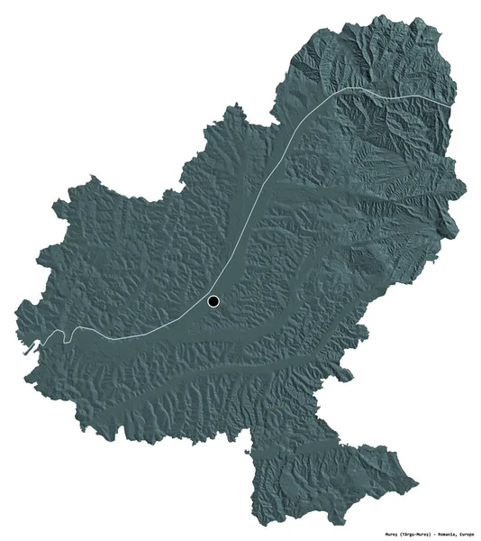 Форма Муреса Графства Румыния Столицей Изолированной Белом Фоне Цветная Карта — стоковое фото