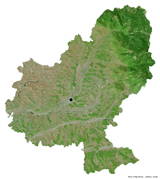 Shape Mures District Van Roemenië Met Hoofdstad Geïsoleerd Witte Achtergrond — Stockfoto