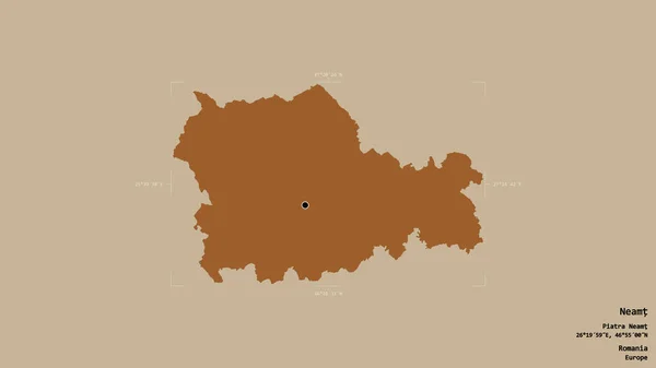 罗马尼亚Neamt县的一个地区 在一个地理参照框的坚实背景下被隔离 图形纹理的组成 3D渲染 — 图库照片
