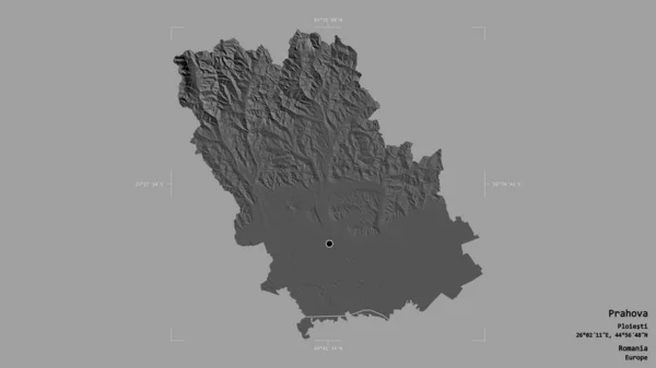 Obszar Prahova Okręg Rumunii Odizolowany Solidnym Tle Georeferencyjnym Polu Granicznym — Zdjęcie stockowe