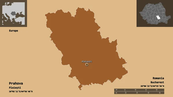 Forme Prahova Comté Roumanie Capitale Échelle Distance Aperçus Étiquettes Composition — Photo