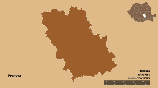 Shape Prahova County Romania Its Capital Isolated Solid Background Distance — Stock Photo, Image