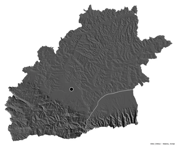 Forme Sibiu Comté Roumanie Avec Capitale Isolée Sur Fond Blanc — Photo