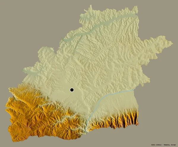 Forme Sibiu Comté Roumanie Avec Capitale Isolée Sur Fond Couleur — Photo