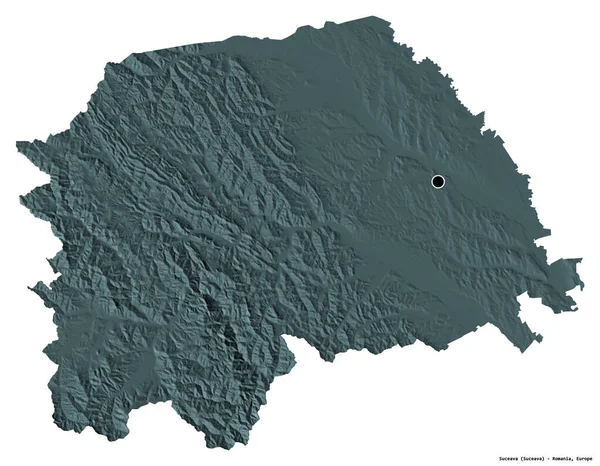 Vorm Van Suceava District Van Roemenië Met Hoofdstad Geïsoleerd Witte — Stockfoto