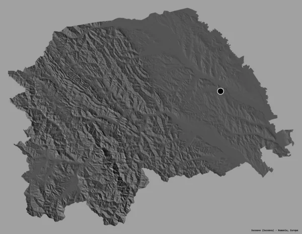 Forma Suceava Provincia Rumania Con Capital Aislada Sobre Fondo Color — Foto de Stock
