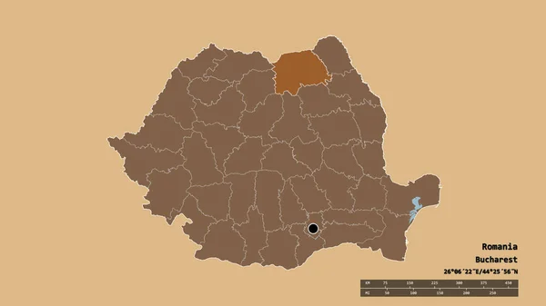 以首都 主要区域分部和分离的苏克雷瓦地区为首都的罗马尼亚的退化形态 有规律的纹理的组成 3D渲染 — 图库照片