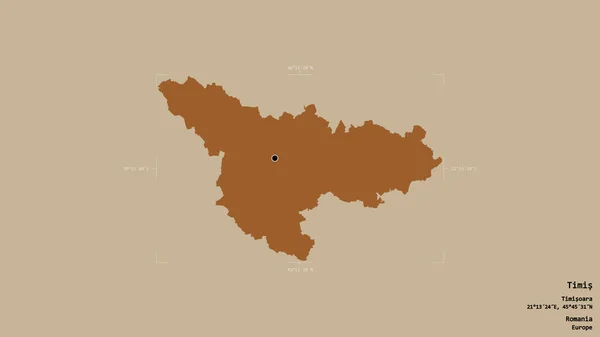 罗马尼亚蒂米斯县的一个地区 在一个地理参考方块中被隔离在坚实的背景下 图形纹理的组成 3D渲染 — 图库照片