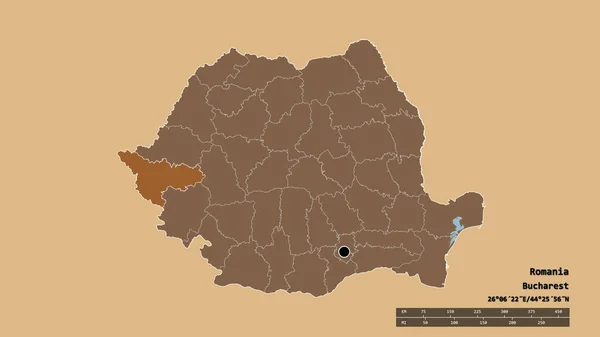 Desaturatie Van Roemenië Met Hoofdstad Belangrijkste Regionale Divisie Het Gescheiden — Stockfoto