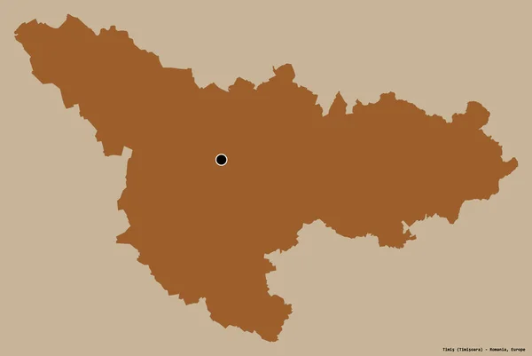 Kształt Timis Okręgu Rumunii Jego Kapitału Izolowane Solidnym Tle Koloru — Zdjęcie stockowe