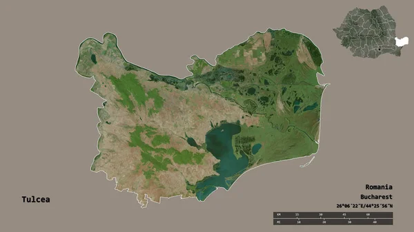 Forma Tulcea Provincia Rumania Con Capital Aislada Sobre Fondo Sólido —  Fotos de Stock
