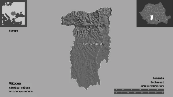 Forma Valcea Condado Rumania Capital Escala Distancia Vistas Previas Etiquetas —  Fotos de Stock