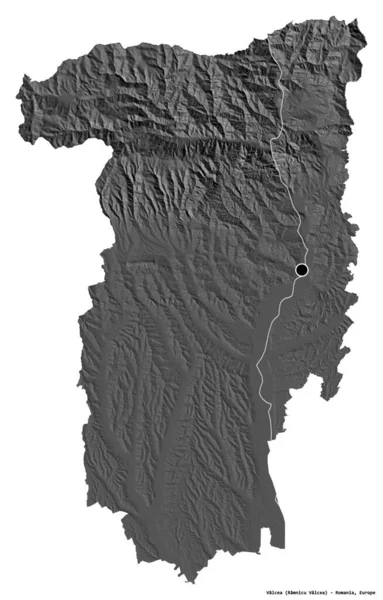 ルーマニアの郡バルセアの形で その首都は白い背景に孤立しています 標高マップ 3Dレンダリング — ストック写真