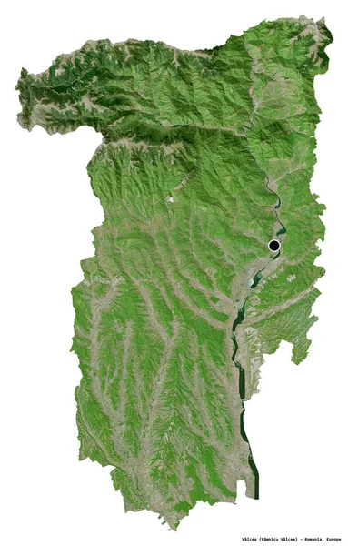Romanya 'nın Valcea ilçesinin başkenti beyaz arka planda izole edilmiştir. Uydu görüntüleri. 3B görüntüleme
