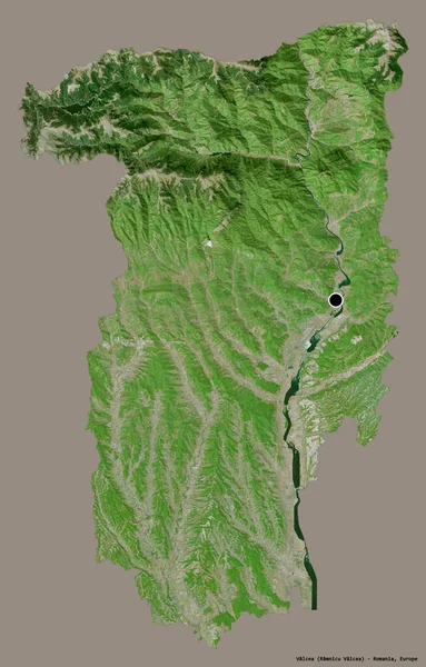 ルーマニアの郡バルセアの形で その首都はしっかりとした色の背景に隔離されています 衛星画像 3Dレンダリング — ストック写真