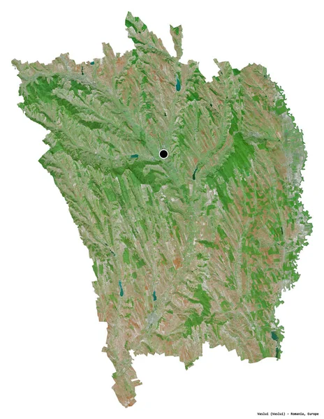 瓦斯鲁伊的形状 罗马尼亚县 其首都被白色背景隔离 卫星图像 3D渲染 — 图库照片