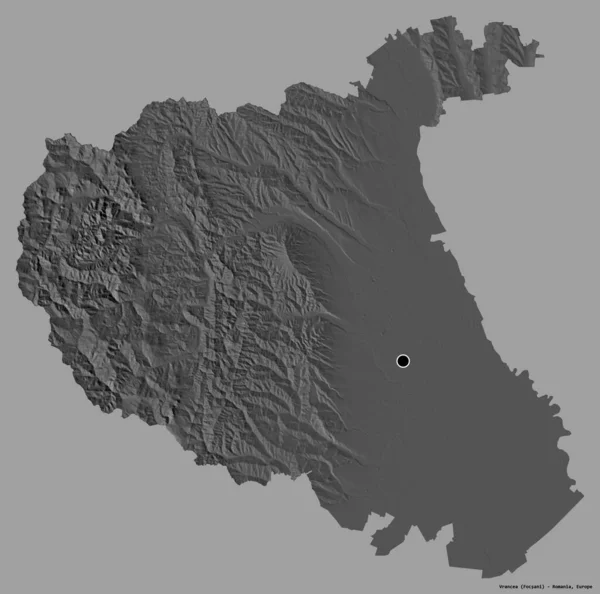 Forma Vrancea Condado Rumania Con Capital Aislada Sobre Fondo Color — Foto de Stock