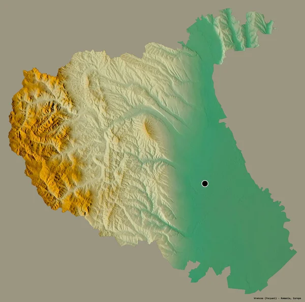 Forma Vrancea Condado Rumania Con Capital Aislada Sobre Fondo Color — Foto de Stock