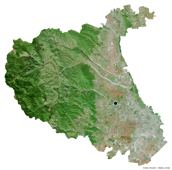 Romanya 'nın başkenti Vrancea' nın beyaz arka planda izole edilmiş hali. Uydu görüntüleri. 3B görüntüleme