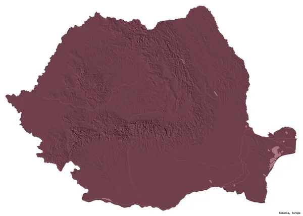 Forma Roménia Com Sua Capital Isolada Sobre Fundo Branco Mapa — Fotografia de Stock