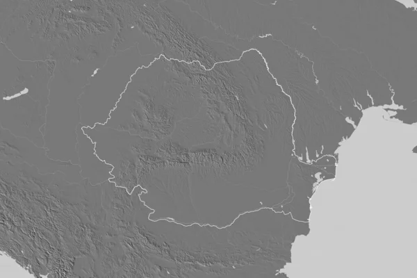 Erweiterte Fläche Von Skizzierten Rumänien Karte Der Höhenlage Auf Zwei — Stockfoto