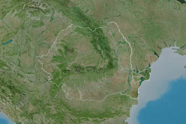 Uitgebreid Gebied Van Geschetst Roemenië Satellietbeelden Weergave — Stockfoto