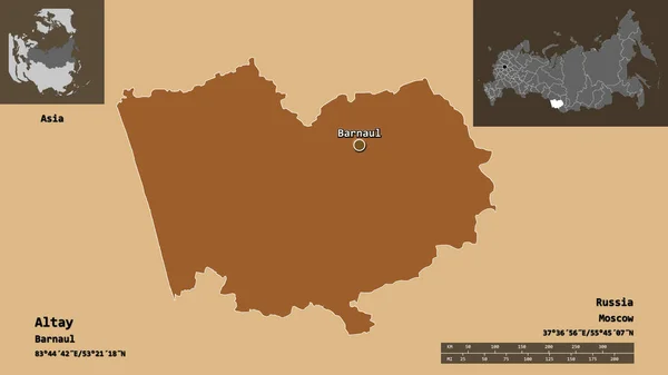 Σχήμα Altay Έδαφος Της Ρωσίας Και Την Πρωτεύουσά Της Κλίμακα — Φωτογραφία Αρχείου